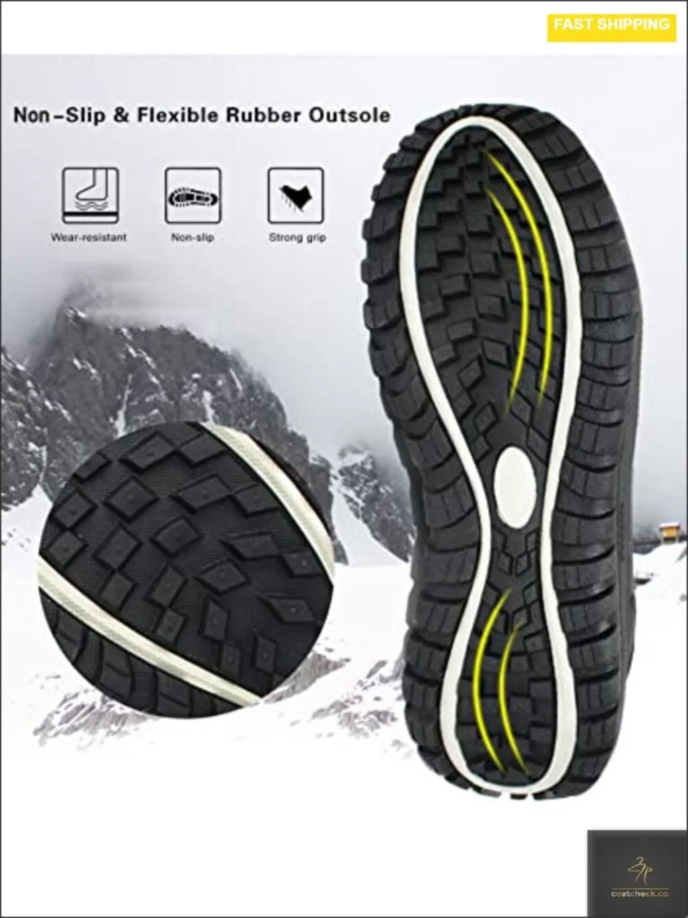 Men's Waterproof Winter Snow Boots Mid Calf Fur Lined Non-Slip Warm Outdoor